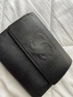 CHANEL 三つ折り財布 ブラックキャビアスキンのサムネイル