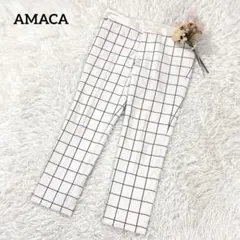 アマカ クロップドパンツ テーパード 40 ホワイト ウィンドウペン チェックのサムネイル