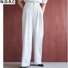 【N.O.R.C】　リネンオックスランダムタックパンツ　スラックス　ワイドパンツ