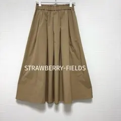 美品 STRAWBERRY-FIELDS フレアスカート ギャザー 茶 総ゴムのサムネイル