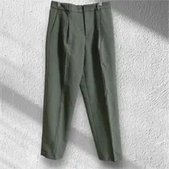 ユニクロ　感動タックパンツ　ストレッチ　テーパード　オフィス　グリーン　M
