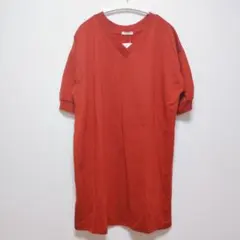 美品⭐ コルザ チュニック 半袖 ワンピース 膝丈 Ｍ 赤橙 カジュアルのサムネイル