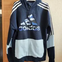 adidas フルジップパーカー ネイビー