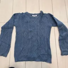グローバルワーク キッズ XL青 ケーブルニット 長袖セーター