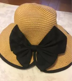 帽子　バックリボン 麦わら帽子　美品　日除け
