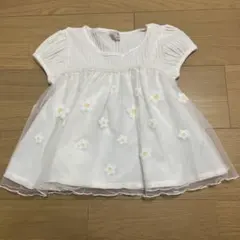 ☆美品☆プティマイン　花柄チュールトップス　100㎝
