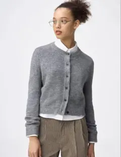 GUパフニットクルーネックカーディガン