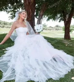 ストラップレス チューブトップ ウェディングドレス 前撮り