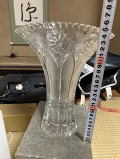 クリスタルガラス 花瓶 花柄 HOYA 新品未使用