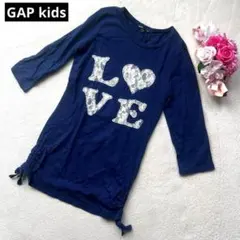 【ギャップキッズ】160㎝　LOVEプリント 七分袖Tシャツ ネイビー　1733