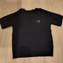 GRL リボン 刺繍 ケーブル編みニットトップス ケーブルニット 半袖 Fサイズ