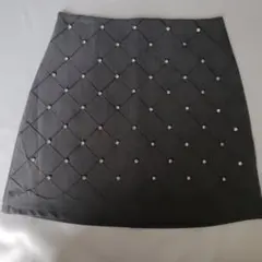 ブラックラインストーンミニスカート タグなし