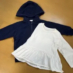 フリル付き長袖カットソーとフード付きジャケットセット販売