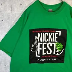 1806【US古着】ギルダン 両面プリント フェスTシャツ 2XL グリーン