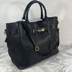 【美品】ミロス MILLOS ハンドバッグ 2way シボ革 黒 斜めがけ