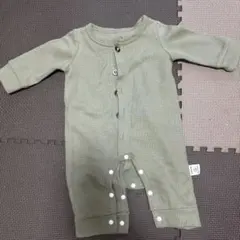 SHEIN オリーブグリーン ボタン付きロンパース 3-6M