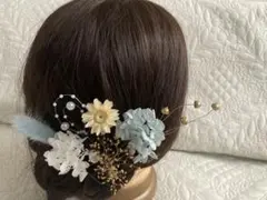 髪飾り　ベイビーブルー 白 金 D-107 卒業式　結婚式　前撮り