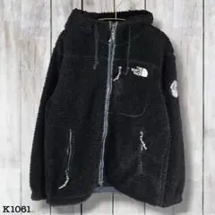ノースフェイス ボア フリースジャケット 刺繡ロゴ 黒 M K1061