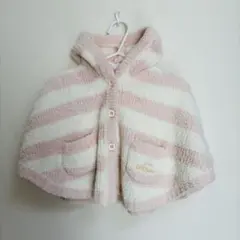 フード付きボアアウター 70〜80 ピンク白 ジェラートピケ