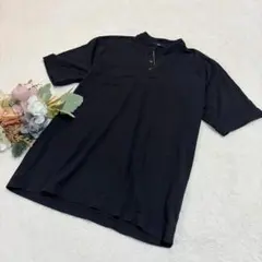 【SHIPS】メンズ スタンドカラーヘンリーネックTシャツ 半袖 ブラック L
