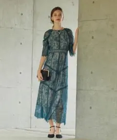 Dorry Doll ショルダーギャザーラッセルレースワンピース　Mグリーン！