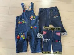 ミキハウス　ダブルB　オーバーオール　デニムパンツセット　80cm