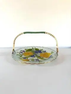 ★ 昭和レトロ 花 持ち手付き 大皿 フルーツ皿 華やか インテリア