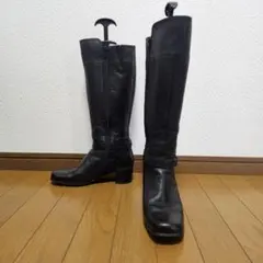 ing イング ロングブーツ サイドジップ サイドゴア レザー 黒