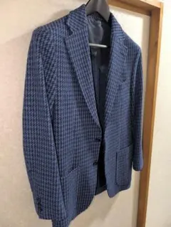 値下げしました SHIPS☆青と黒のチェック柄 テーラードジャケット 46