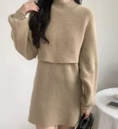 ニットワンピース　2点セット　ベージュ　MAYREE