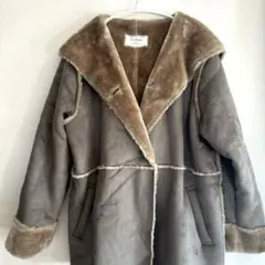 archives フェイクムートンコート ブラウングレー フード付き　Mサイズ