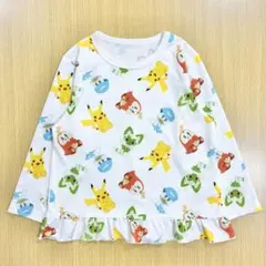 ポケモン　パジャマ　上のみ　総柄　白　長袖　女の子　120