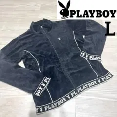 PLAYBOY y2k ベロア　ジップアップパーカー 黒　平成コーデ