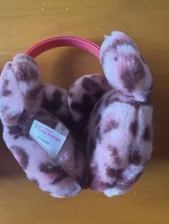 ディズニーミニーヒョウ柄耳当てピンク。