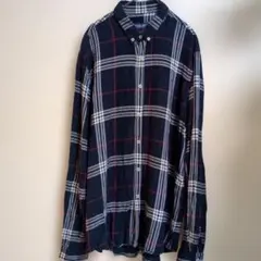 ZARA MAN ザラ　レーヨン　長袖シャツ　チェック　ネイビー