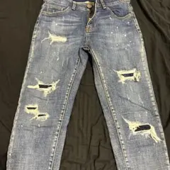 ダメージ加工ダークブルースキニーデニム