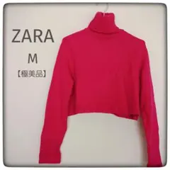 ZARA タートルネックニット ピンク M 大人可愛い クロップド丈