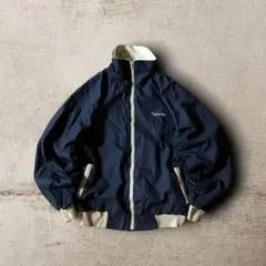 【USA製】90s AUBURNボンバージャケット裏フリース刺繍ロゴ紺XLテックのサムネイル