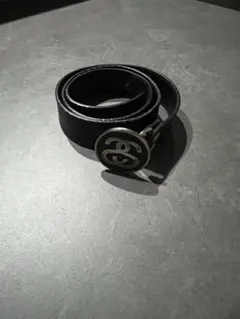 Stussy 黒レザー ベルト スワール型バックル s/m - メルカリ