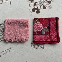 ハンカチ 2枚セット 花柄 刺繍