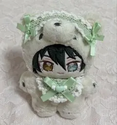 いつぬい ぬい服 スタイ ヘッドドレス ミントグリーン×ホワイト 編み物