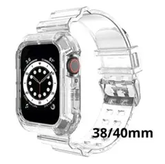 アップルウォッチバンド ケース一体型 クリア 透明 38 40mm TPU