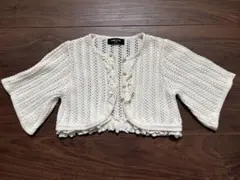 COMME CA ISM アイボリー レースカーディガン　ボレロ　110