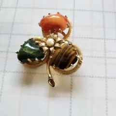 ビンテージ風三つ葉のブローチ　5センチ