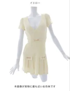 JEWELSイエローフレアドレス Vネック ポケット付き