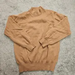 キャメル色 ボトルネック ニットセーター　カシミア100%　 長袖　L