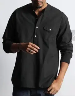 DUFFER サステナブル エコ ノーカラー リブ袖シャツ／ヘンリーネックシャツのサムネイル