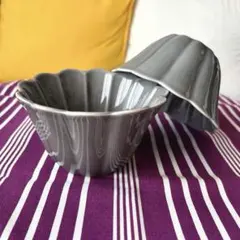 【新品未使用品】波佐見焼 キクワリ ボウル リンカ グレー 中鉢 2点セットのサムネイル