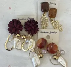 3点セット　449 ハンドメイド　樹脂　金属　ピアス　イヤリング　まとめ売り