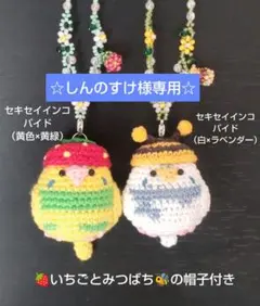 ☆しんのすけ様専用☆セキセイインコのあみぐるみバッグチャーム2点セット